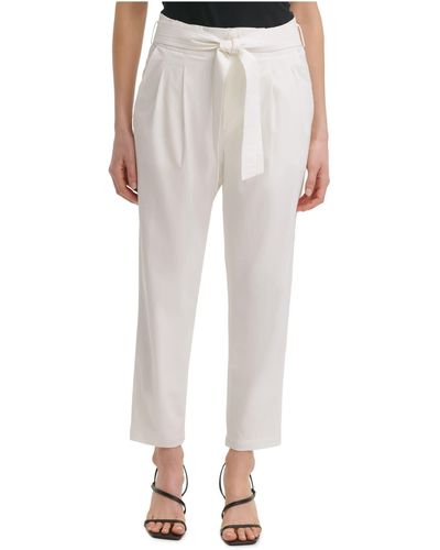 Calvin Klein Tech Stretch Paper Bag Pants W/ Elastic Waist - White