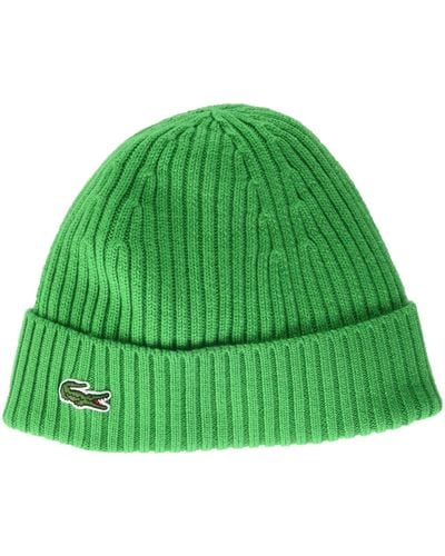 Lacoste Ribbed Wool Beanie - Green