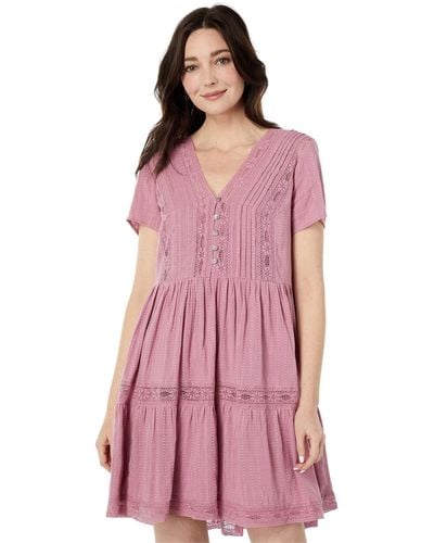 Lucky Brand Lace Tiered Dress - Pink