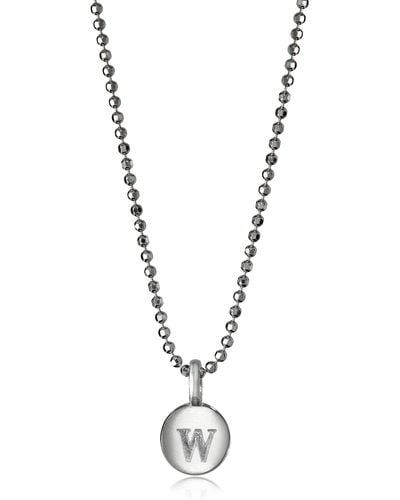 Alex Woo "mini Addition Letter" Sterling Silver "w" Charm Pendant Necklace - Metallic