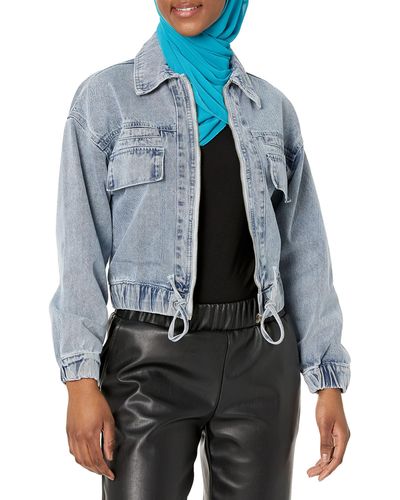Kendall + Kylie Kendall + Kylie Zip Up Double Pocket Cropped Jacket - Blue