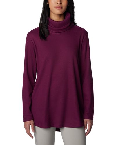 Columbia Holly Hideaway Waffle Cowl Neck Pullover - Purple