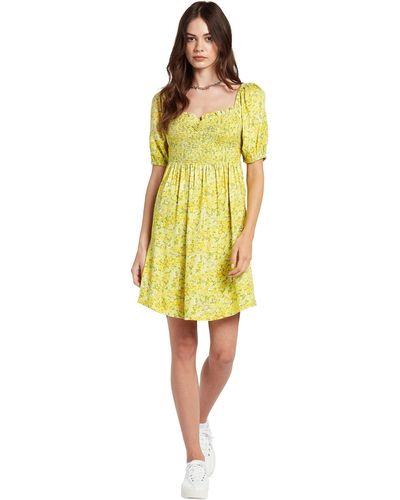 Volcom Womens Wanna Have Fun Mini Casual Dress - Yellow