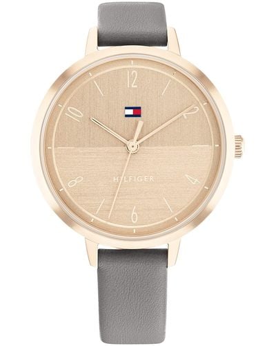 Tommy Hilfiger Quartz 1782619 Ionic Plated Carnation Gold Steel Case And Leather Strap Watch - Natural