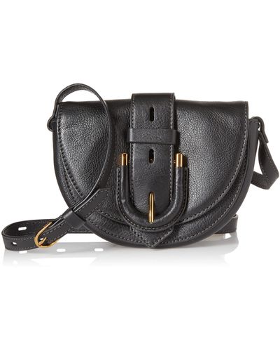 Fossil Harwell Leather Small Flap Crossbody Purse Handbag - Black