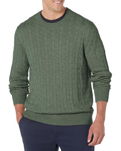 Brooks Brothers Supima Cotton Cable Crewneck Sweater - Green
