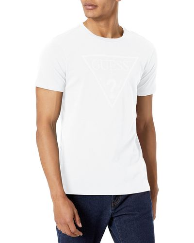 Guess Es Short Sleeve Embroidered Logo Tee - White