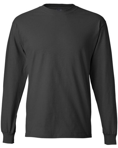 Hanes Mens Beefy Heavyweight Long Sleeve T-shirt Shirt - Gray