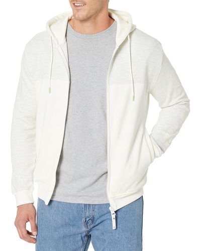 Guess Mens Derrick Full Zip Hoodie Hooded Sweatshirt - White