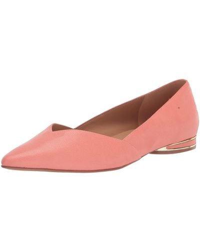 Naturalizer S Havana Pointed Toe Slip On Dress Ballet Flat,coral Peach Pebble,9.5w - Pink