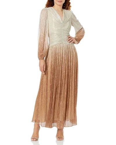 Shoshanna Alina Ombre Chiffon Long Sleeve Dress - Natural