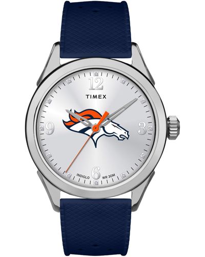 Timex Nfl Athena 40mm Watch – Denver Broncos With Navy Silicone - Blue
