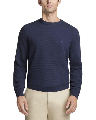 Izod Classics Long Sleeve Crewneck Textured Ottoman Sweater - Blue