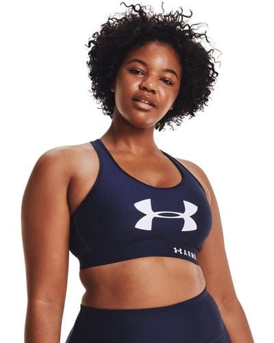 Under Armour Armor Mid Keyhole Graphic Sports Bra Xs Navy - Blue