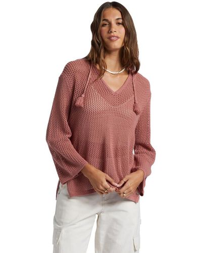 Roxy After Beach Break Hooded Poncho Sweater - Brown