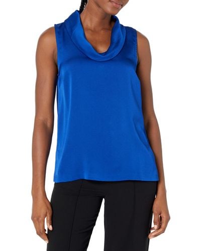 Vince Camuto Sleeveless Cowl Neck Top - Blue
