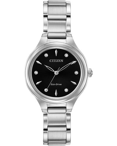 Citizen Eco-drive Dress Classic Diamond Watch In Stainless Steel - Metallic
