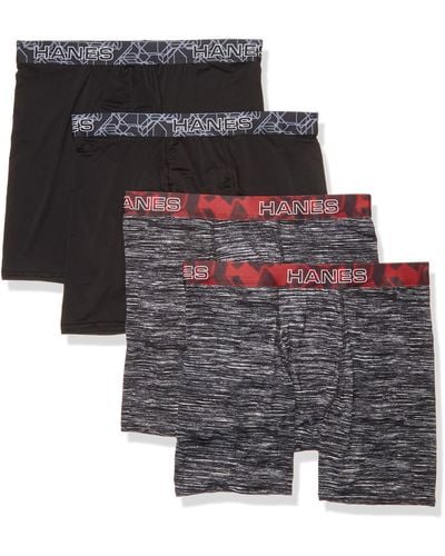 Hanes X-Temp Boys' Performance Boxer Brief Underwear, Assorted Grey/Black/Prints,  5-Pack