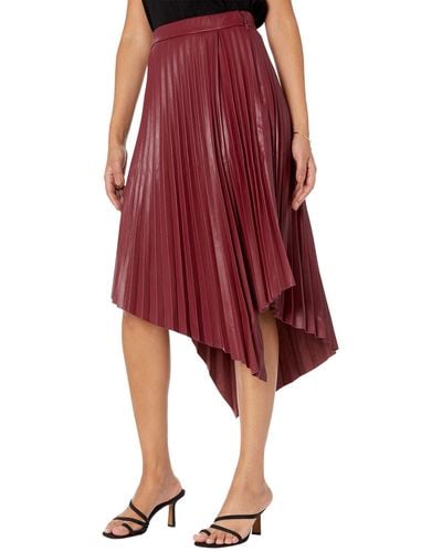 BCBGMAXAZRIA Fit And Flare Asymmetrical Pleat Skirt - Red