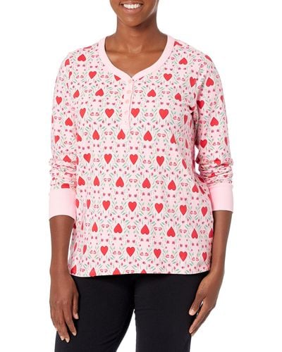 Vera Bradley Cotton Long Sleeve Crewneck Pajama T-shirt - Pink