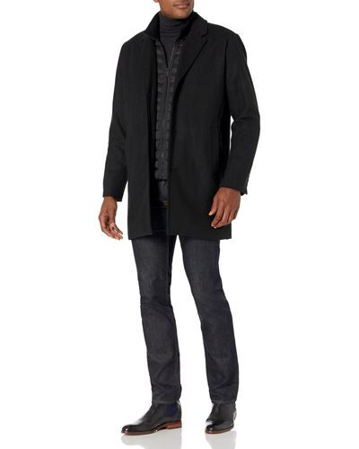 Dockers Big & Tall Henry Wool Blend Top Coat - Black