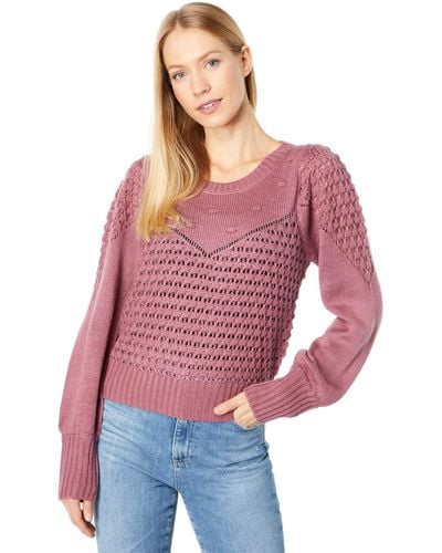 Lucky Brand Womens Textured Dot Crew Neck Pullover Sweater - Multicolor