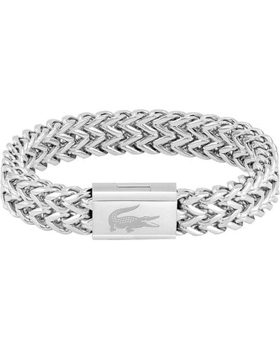 Lacoste Jewelry Weave Stainless Steel Chain Bracelet - White