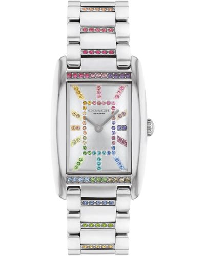 COACH 2h Quartz Tank Watch With Crystal-set Link Bracelet - Water Resistant 3 Atm/30 Meters - Gift For Her - Premium Fashion Timepiece - White