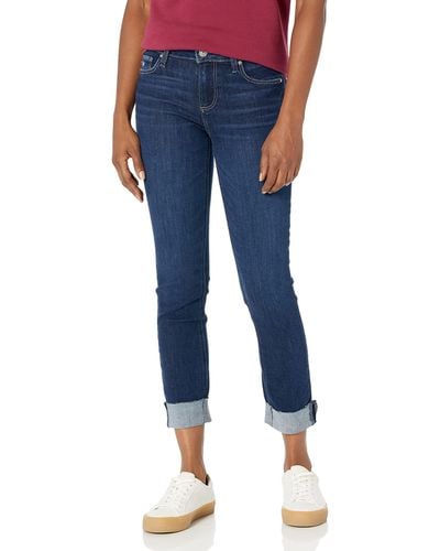 PAIGE Skyline Crop With Raw Cuff Mid Rise Skinny In Abella - Blue