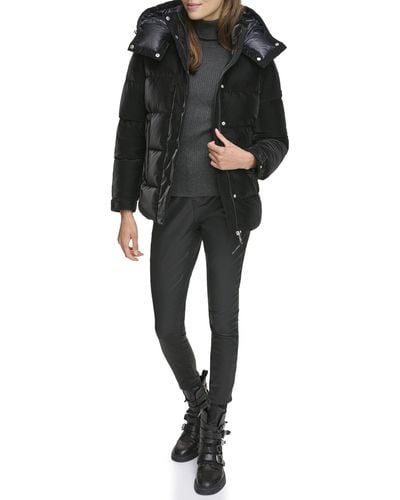 DKNY Hooded Puffer Coat - Black