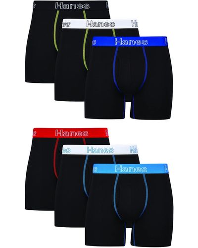 Hanes Boxer Cotton Stretch Moisture-wicking Multi-pack Underwear Brief - Black