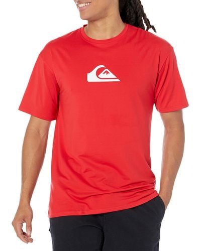 Quiksilver Solid Streak Short Sleeve Rashguard Upf 50 Sun Protection Surf Shirt Rash Guard - Red