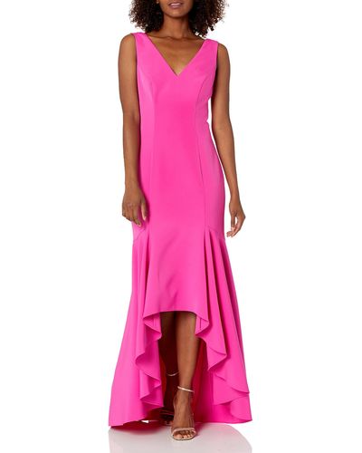 Vince Camuto Sleeveless V-neck High Low Gown - Pink