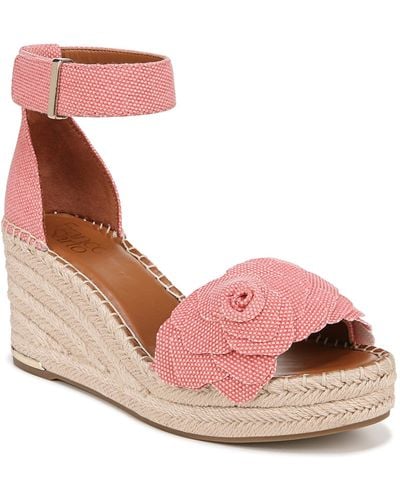 Franco Sarto S Clemens Jute Wrapped Espadrille Wedge Sandals Coral Pink Flower 6m