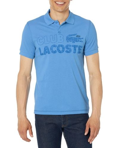 Lacoste Contemporary Collection's Short Sleeve Regular Fit Graphic Petit Pique Polo Shirt - Blue