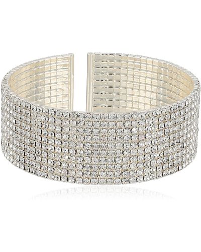 Anne Klein Classics Silvertone Crystal Cuff Bracelet - Metallic