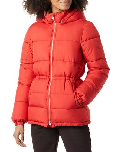 Amazon Essentials Heavyweight Puffer Jacket With Drawstring Waist - Red