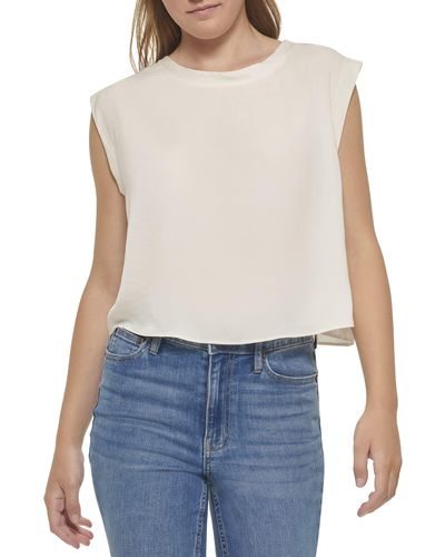 Calvin Klein Sleeveless Blouse With Inverted Pleat - White