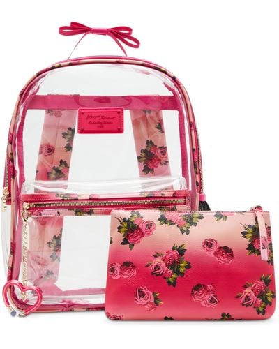Betsey Johnson Large Clear Backpack - Pink
