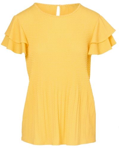Adrianna Papell Pleated Knit Double Sleeve Top - Yellow