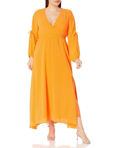 Kendall + Kylie Kendall + Kylie Regular Maxi Dress With Ruched Sleeves - Orange