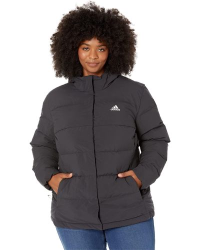 adidas Originals Plus Size Helionic Down Hooded Jacket - Gray