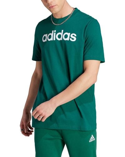 adidas Essentials Single Jersey Linear Embroidered Logo T-shirt - Green