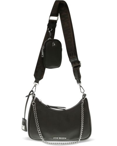  Steve Madden Shadow Multi Pouch Tote, Black : Clothing
