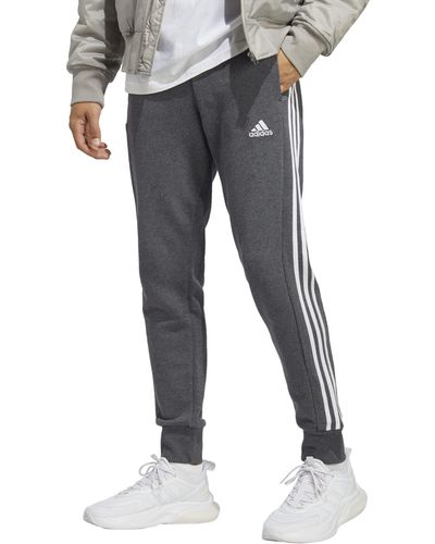 adidas Big Tall Essentials French Terry Cuffed 3-stripes Pants - Gray
