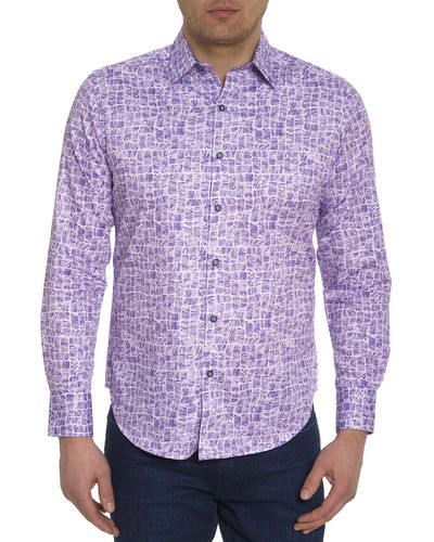 Robert Graham Edens Long Sleeve Woven Button Down Shirt - Purple