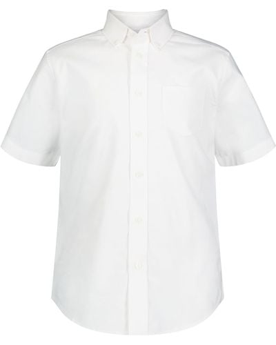 Izod Mens Short Sleeve Button-down Oxford Button Down Shirts - White