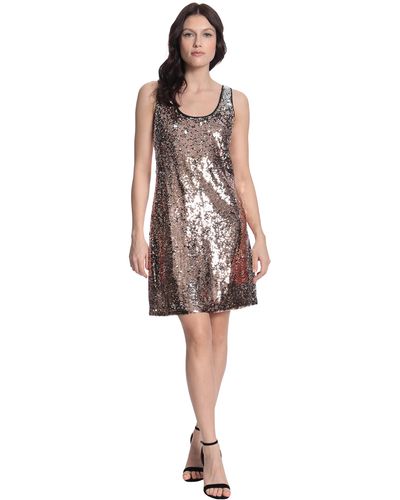Donna Morgan Scoop Neck Sleeveless Sequin Dress - Metallic
