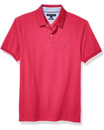 Tommy Hilfiger Short Sleeve Polo Shirt In Custom Fit - Red