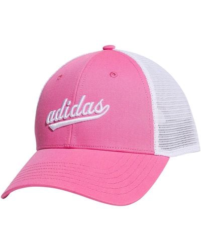 adidas Mesh Back Snapback Cap Adjustable Fit Trucker Hat - Pink